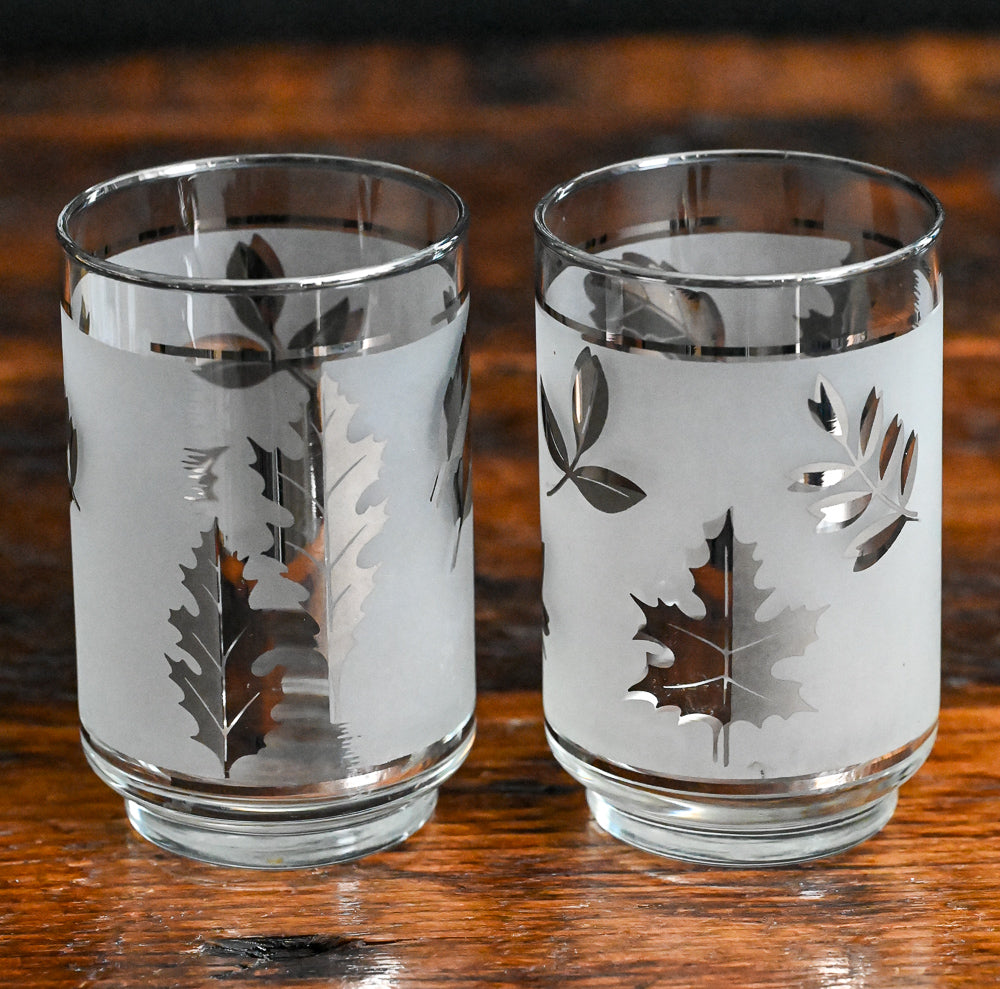 Libbey silver leaf foliage tumbler glasses