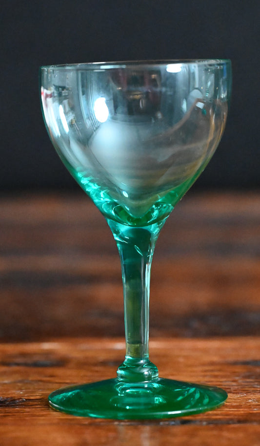 vintage green cordial glasses