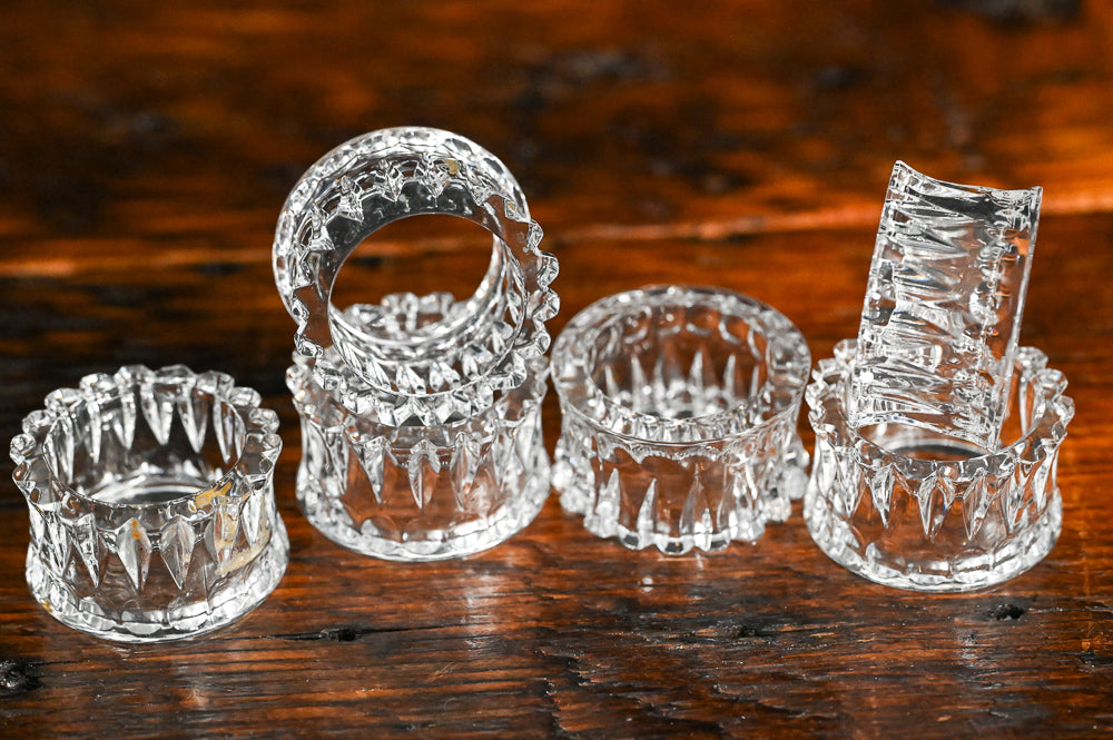 clear glass scalloped napkin rings