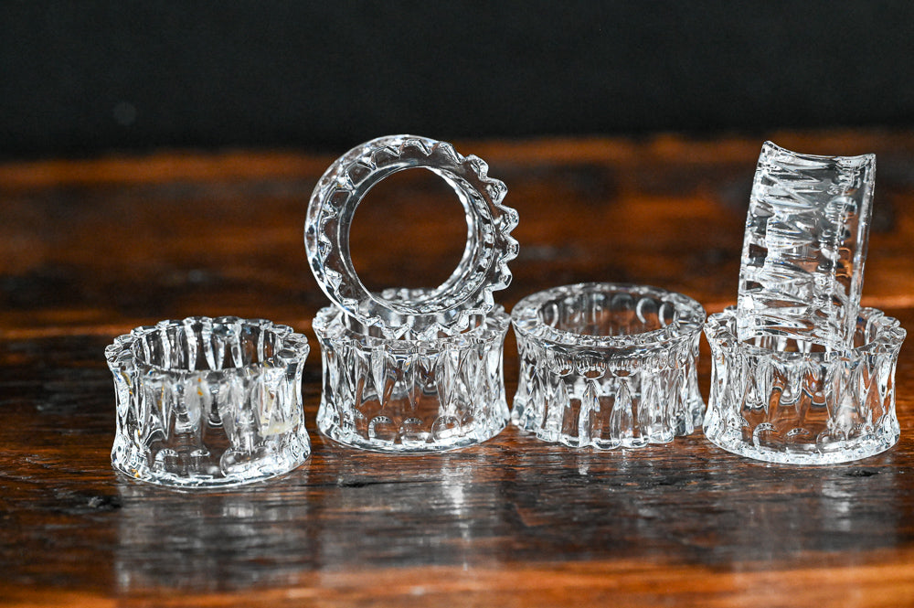 clear glass scalloped napkin rings