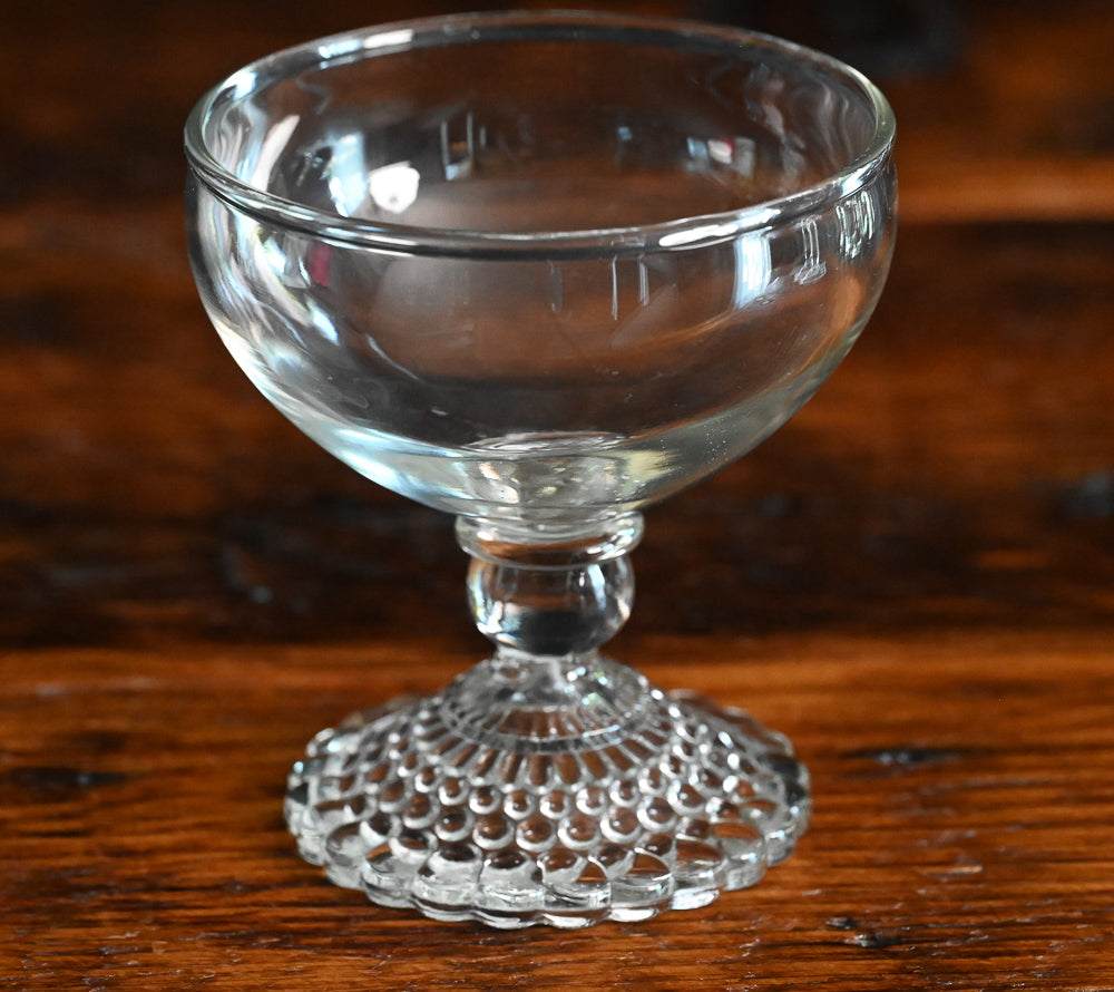 clear Anchor Hocking bubble foot cocktail coupes