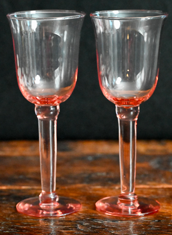 pink tulip wine glasses