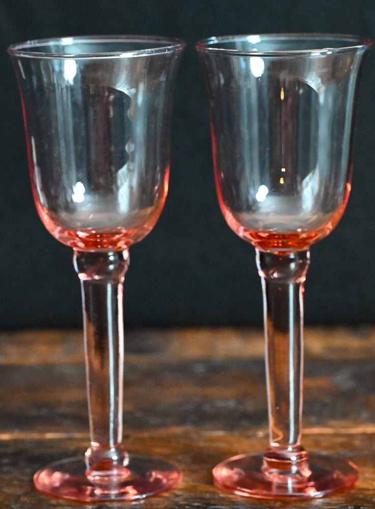 pink tulip wine glasses