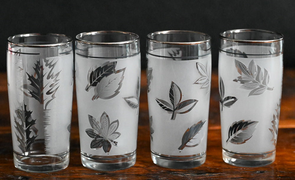 Libbey frosted silver leaf juice glasses