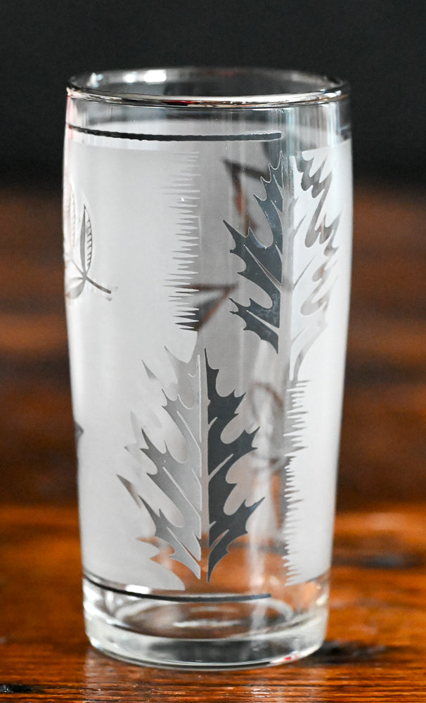 Libbey frosted silver leaf juice glasses