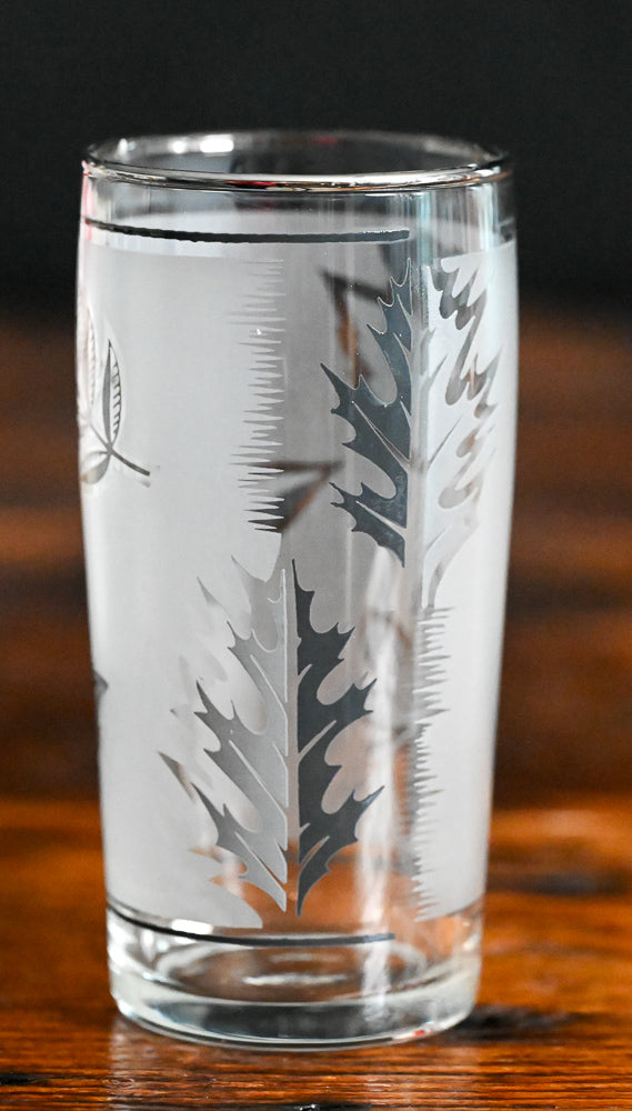 Libbey frosted silver leaf juice glasses