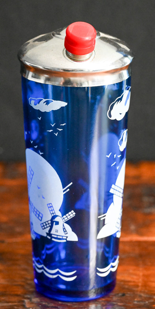 Cobalt blue Hazel Atlas Windmill cocktail shaker