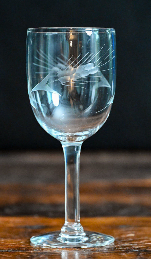 wheat etched wine glass