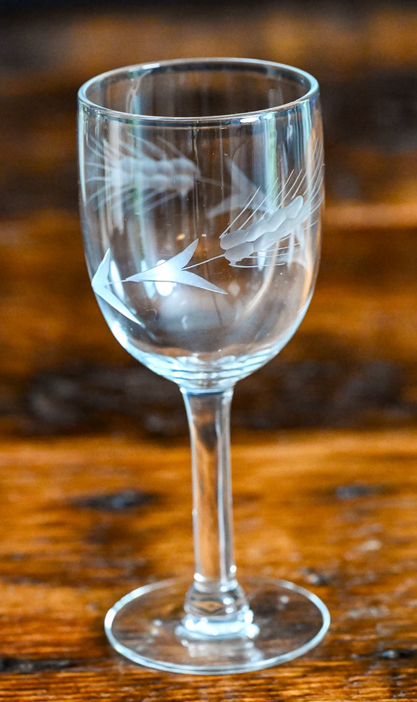 wheat etched wine glass