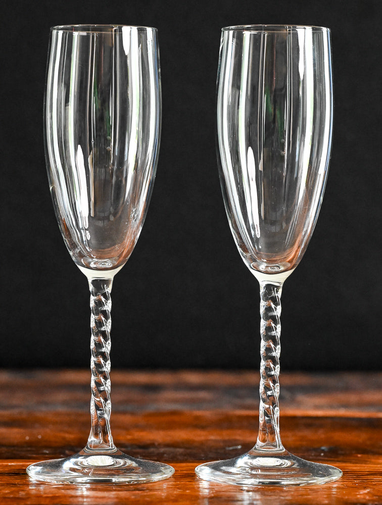 cristal D'arques Drurand Angelique fluted champagne glass with twisted stem