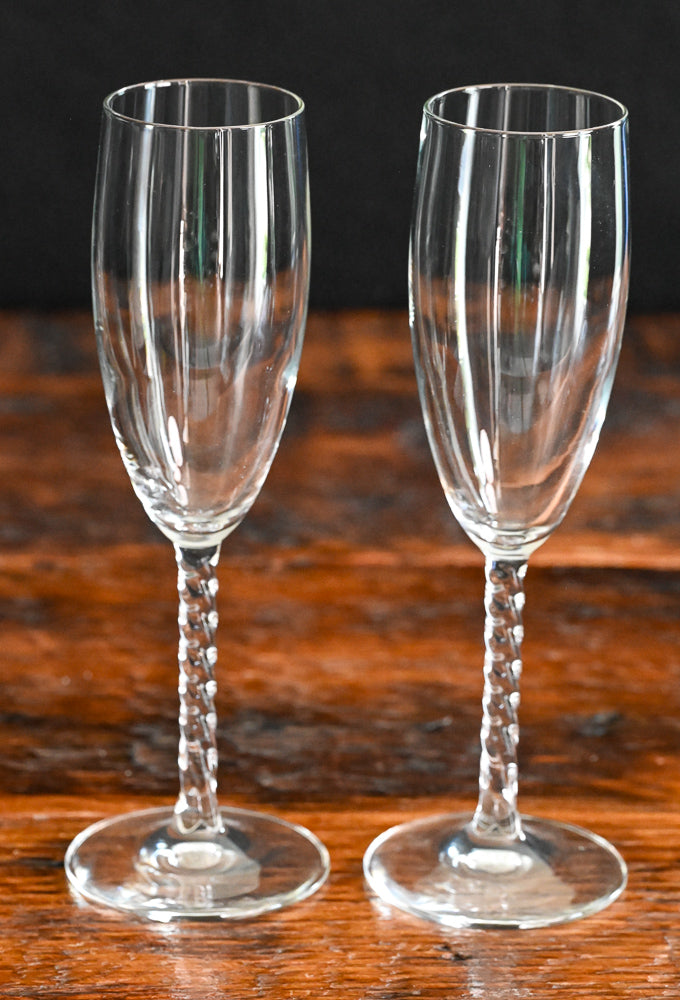 cristal D'arques Drurand Angelique fluted champagne glass with twisted stem