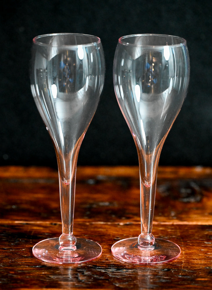 pink glass wine flutes