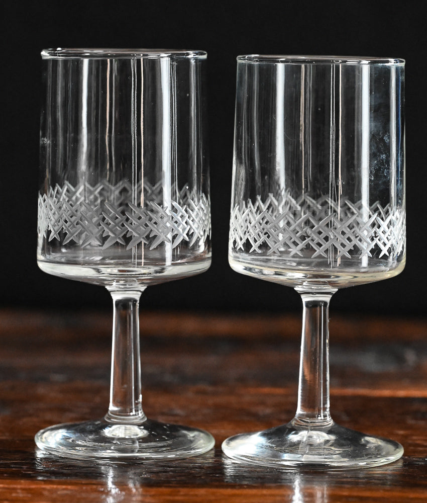x etched clear goblets