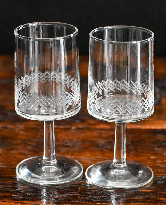 x etched clear goblets