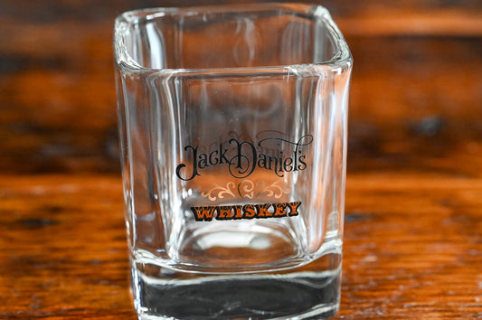 gold and black letters Jack Daniel's Whiskey rocks glasses