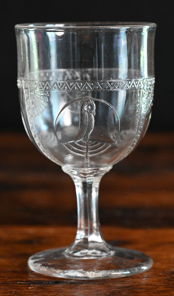 EAPG glass parrot and fan goblets