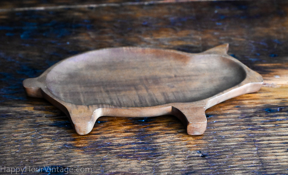 mahogany pig shaped trinket tray