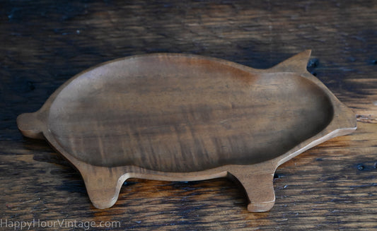 mahogany pig shaped trinket tray