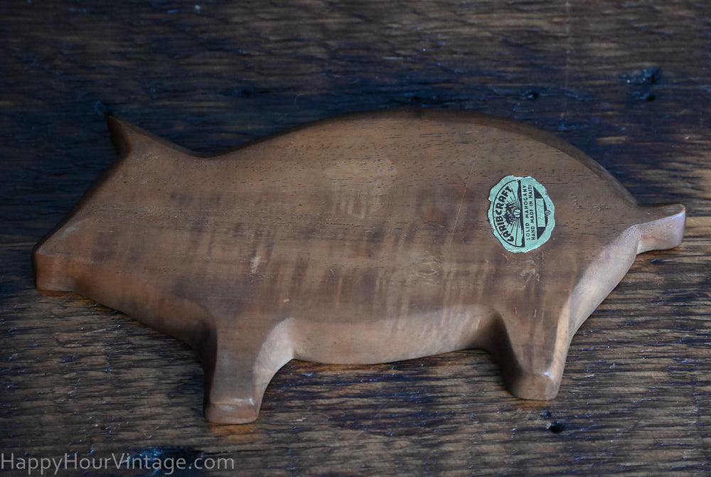 mahogany pig shaped trinket tray