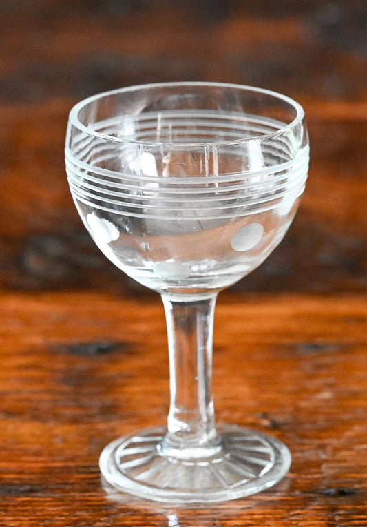 line and dot etched sherry glasses