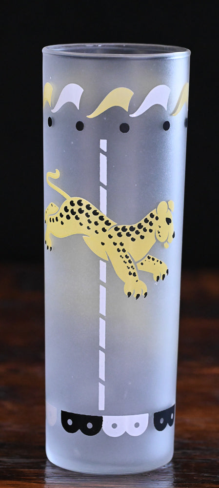 Libbey yellow leopard Merry-Go-Round glass