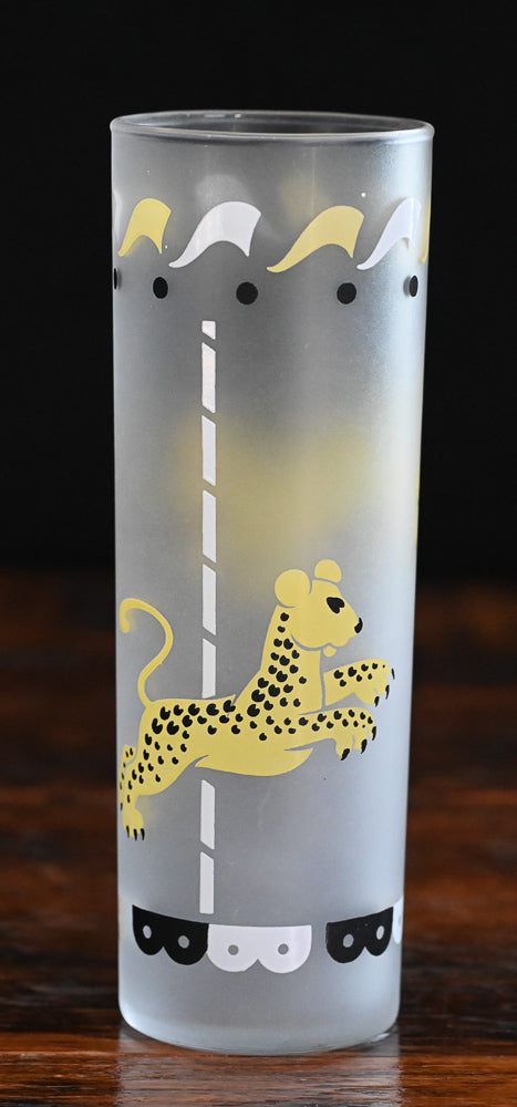 Libbey yellow leopard Merry-Go-Round Glass