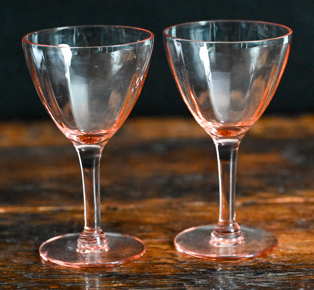 pink glass optical lines cordial glasses