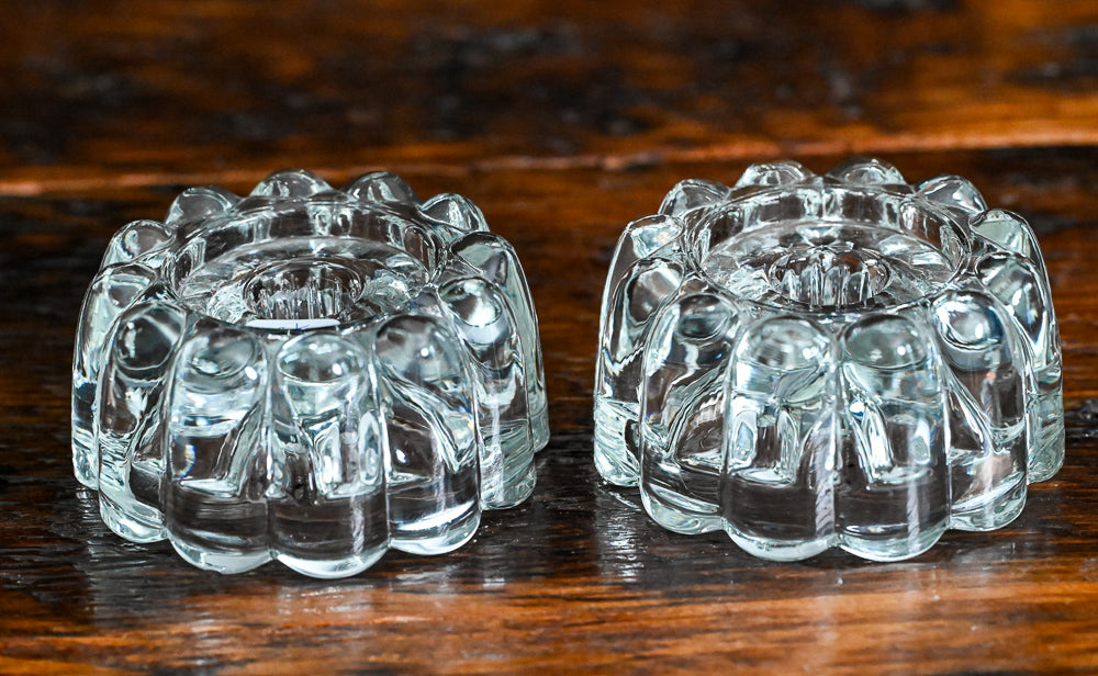 clear glass vintage Princess House candleholders