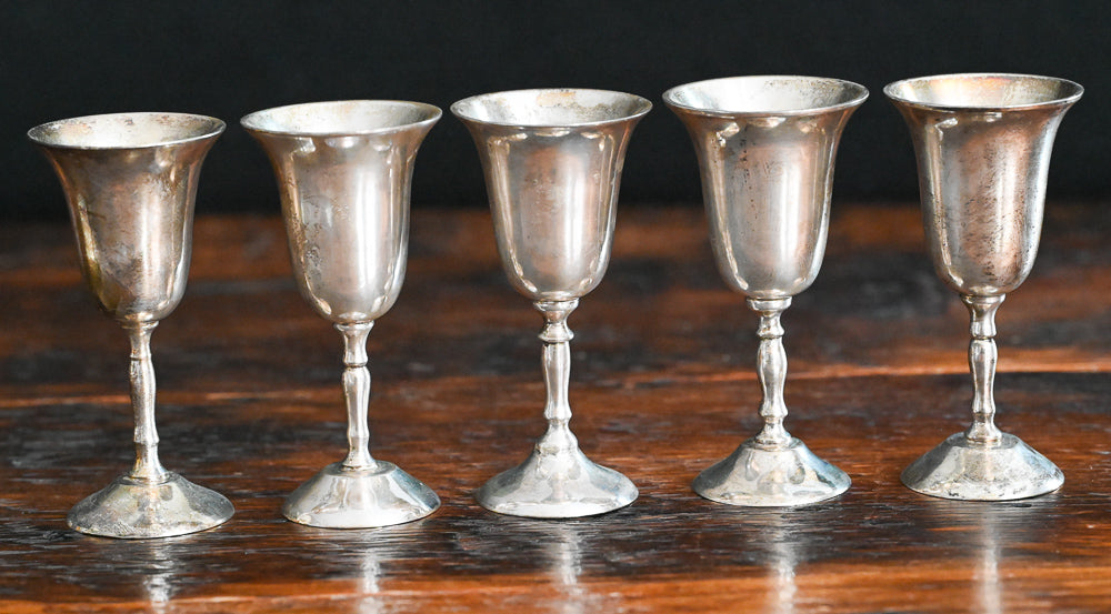 silver plate cordial glasses