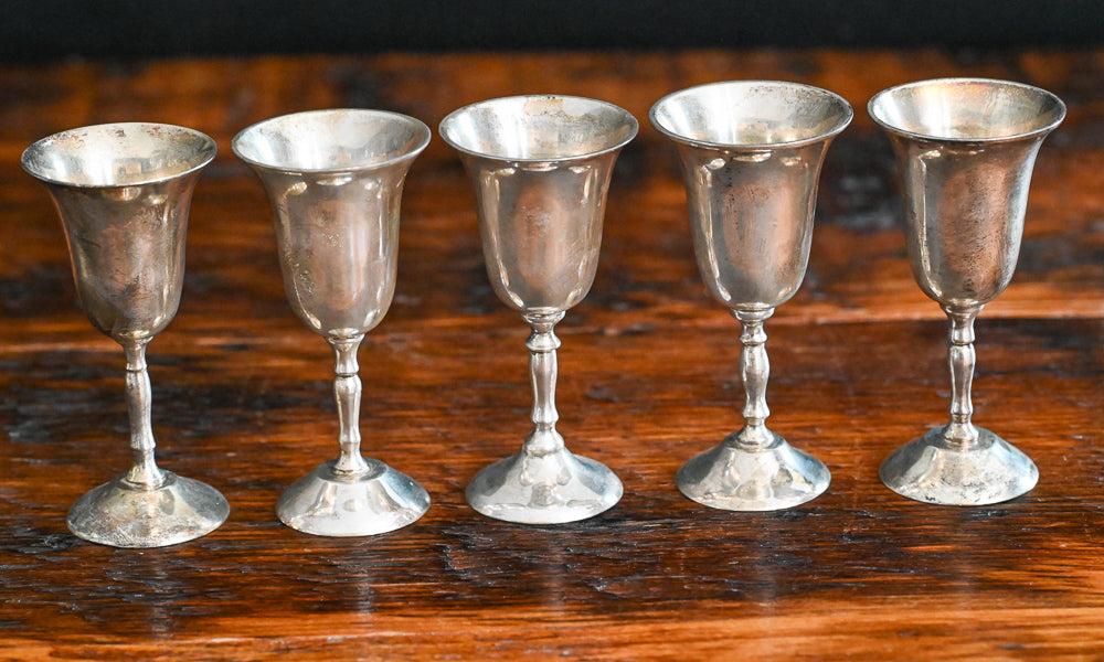 silver plate cordial glasses