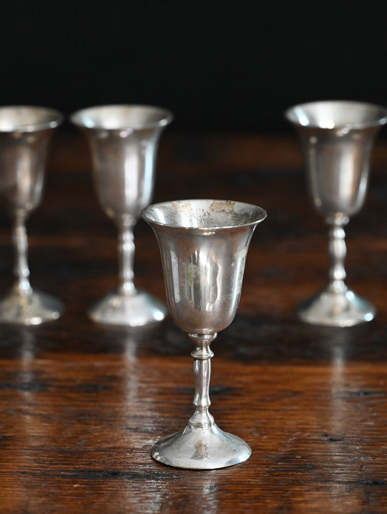 silver plate cordial glasses