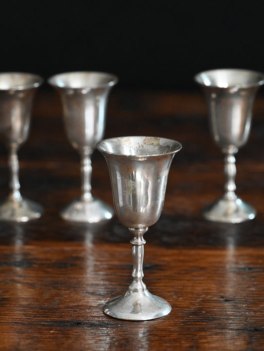 silver plate cordial glasses