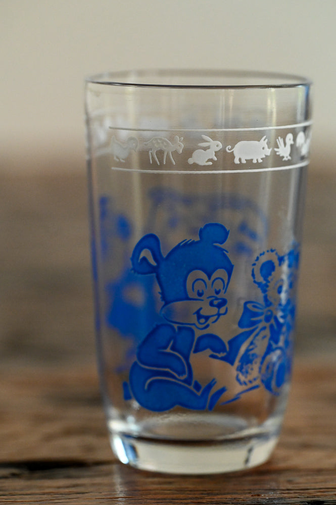 blue bears print on juice glasses