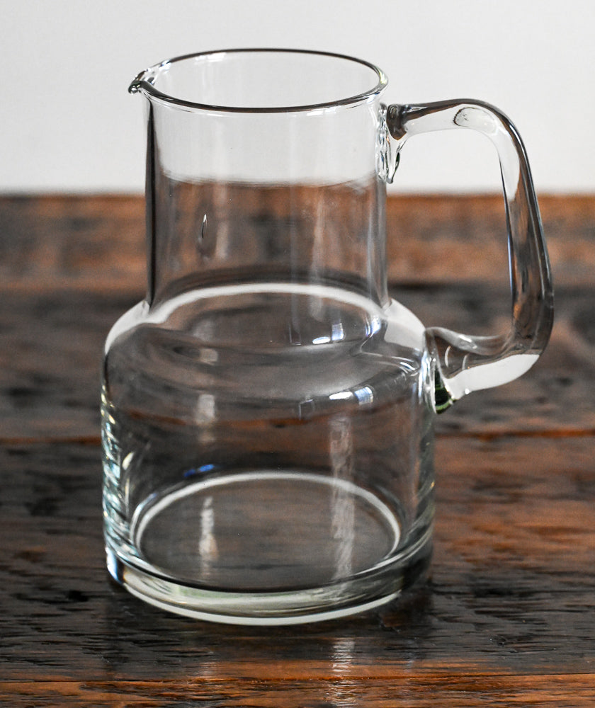 clear glass pitcher with square handle