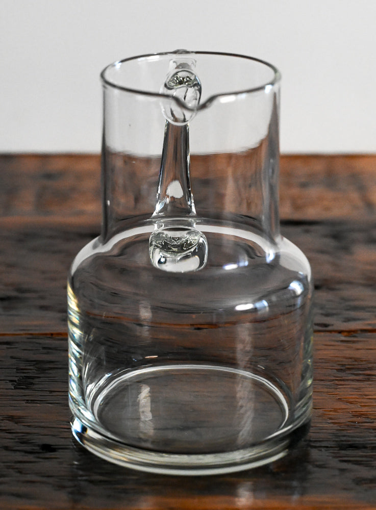 clear glass pitcher with square handle