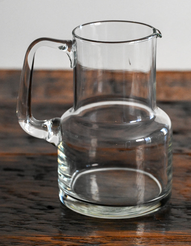 clear glass pitcher with square handle