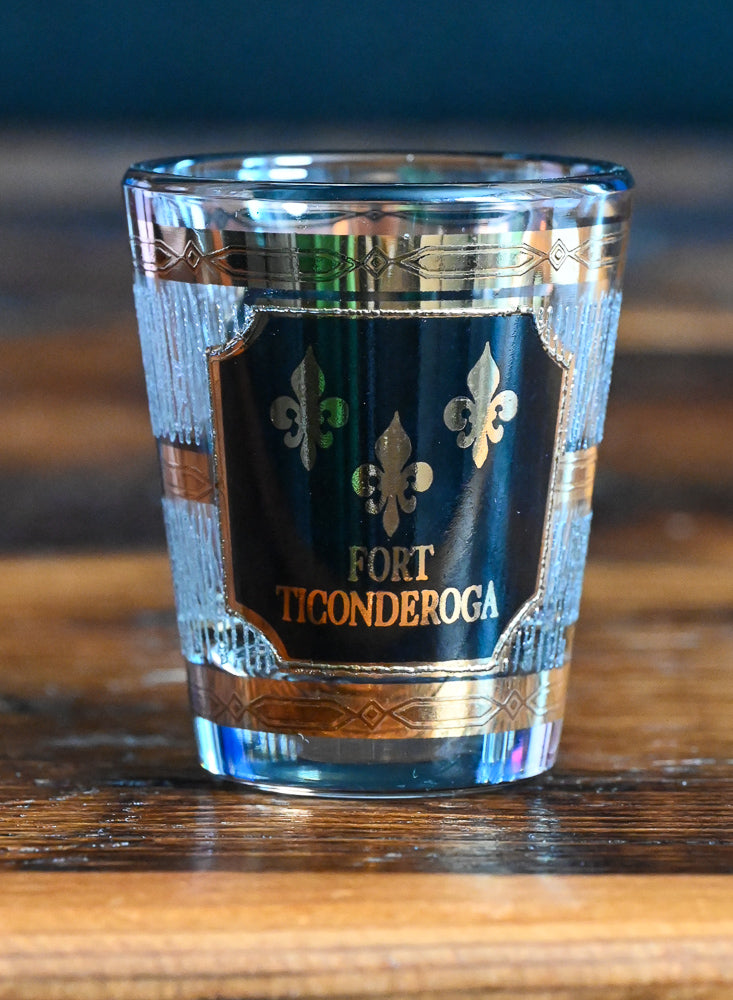 black and gold print Fort Ticonderoga Souvenir shotglass