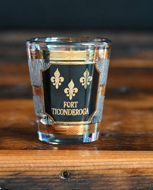 black and gold print Fort Ticonderoga Souvenir shotglass
