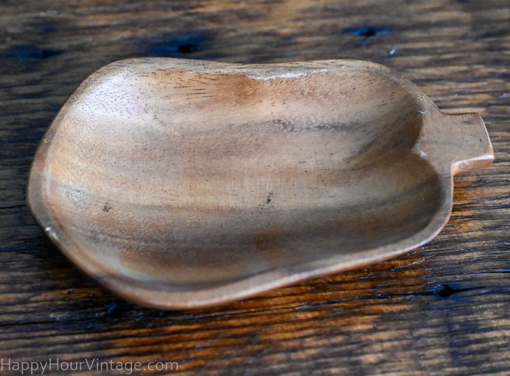 wood acorn shaped vintage snack bowl