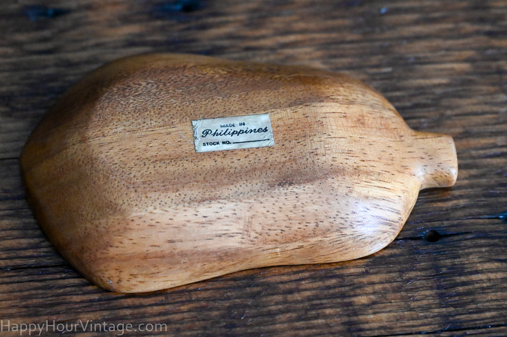 wood acorn shaped vintage snack bowl