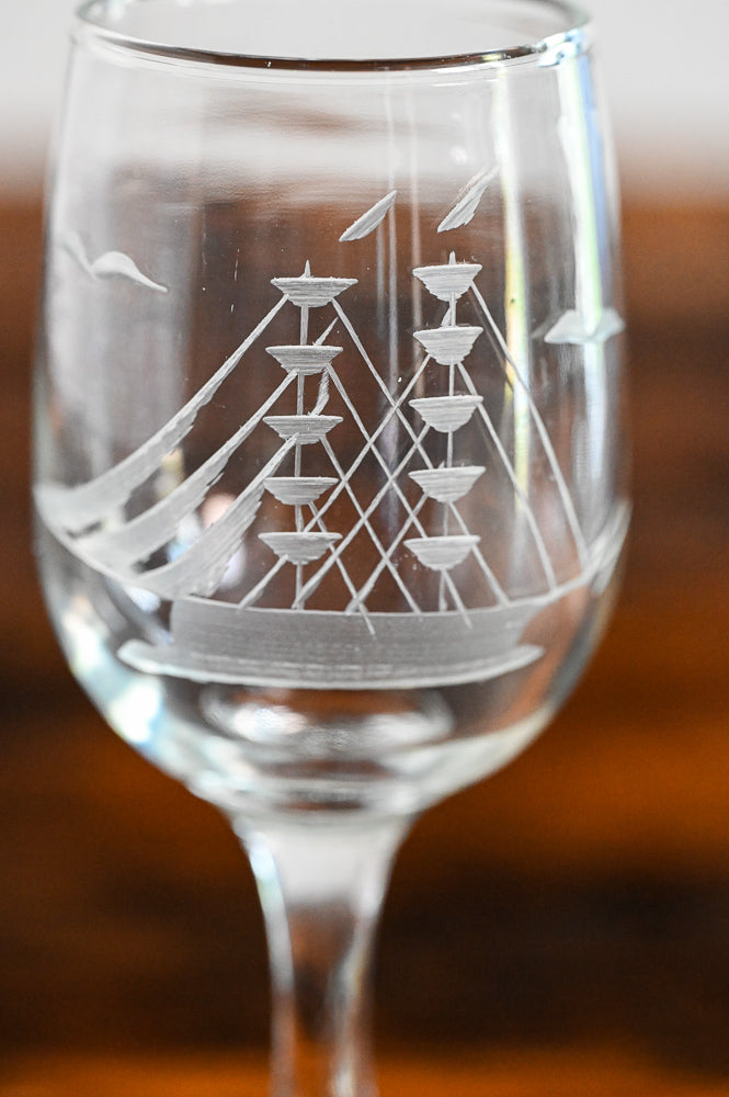 ship etched wine glasses