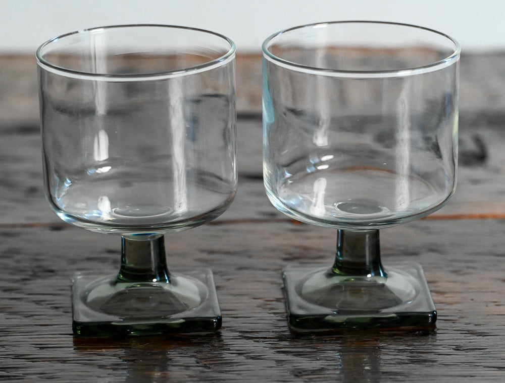 Gray square stem Federal Nordic wine glasses