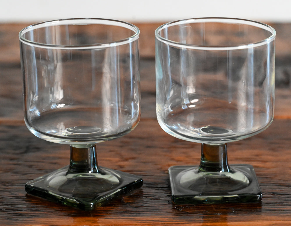 Gray square stem Federal Nordic wine glasses