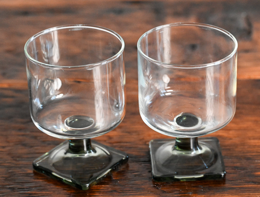 Gray square stem Federal Nordic wine glasses