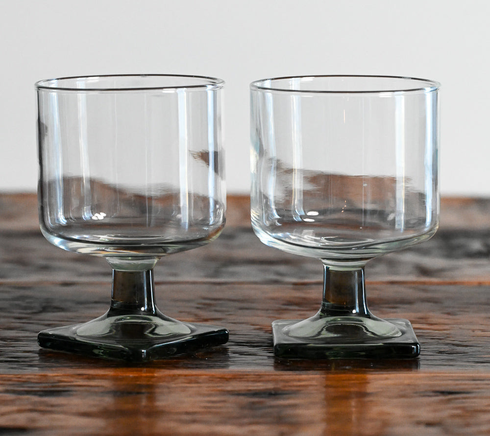 Gray square stem Federal Nordic wine glasses