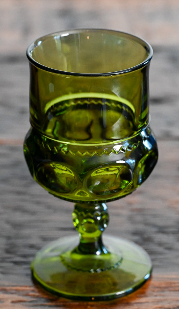 green Indiana Glass Kings Crown Goblet