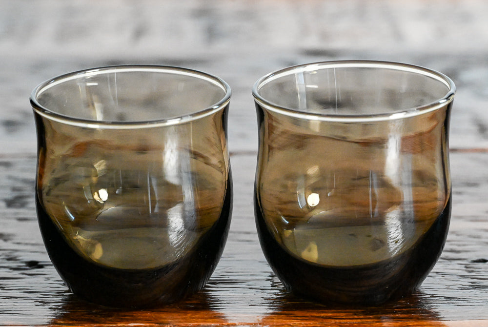 smoky brown tulip glasses