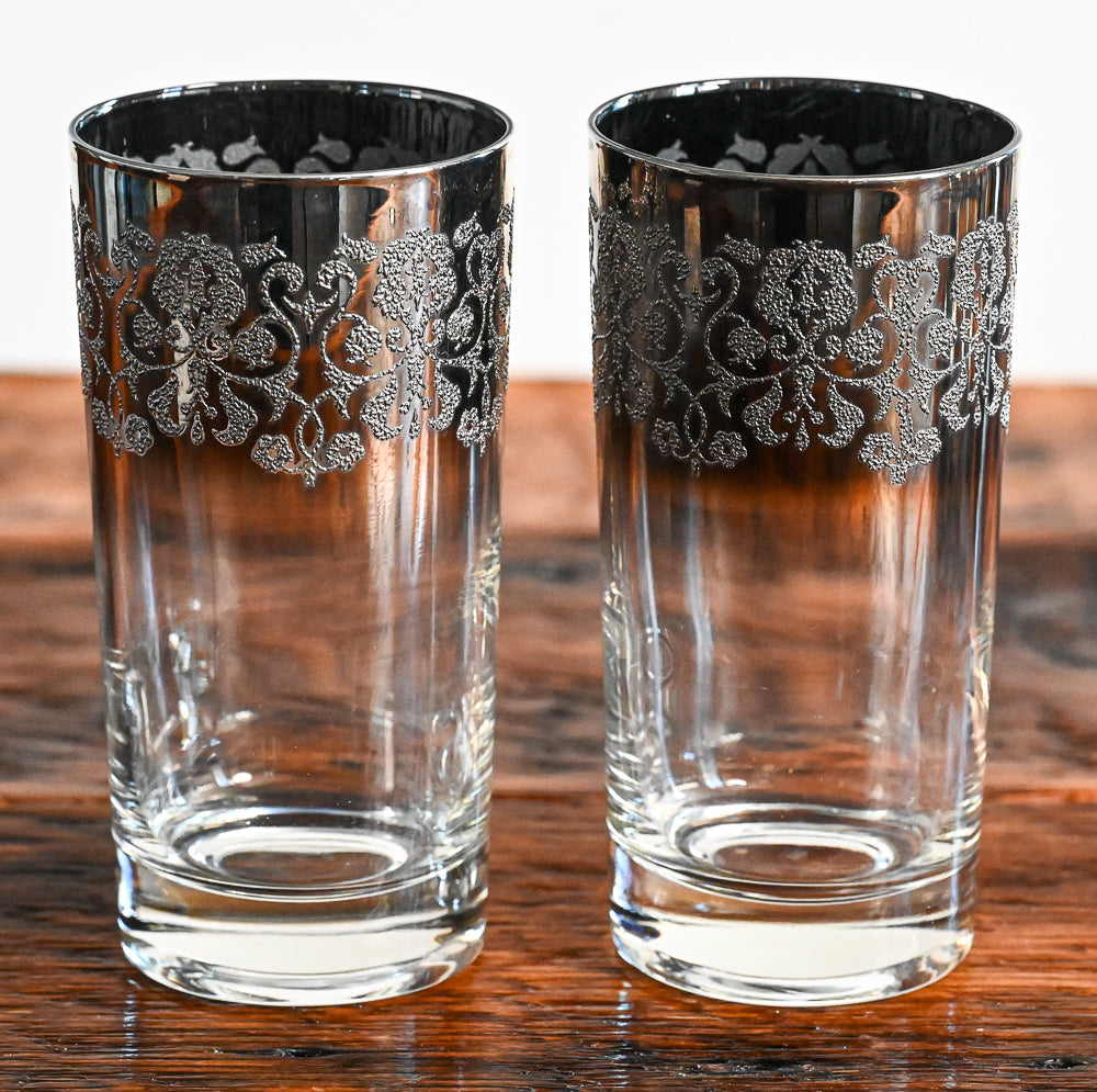 Silver texture and silver ombre highball glasses