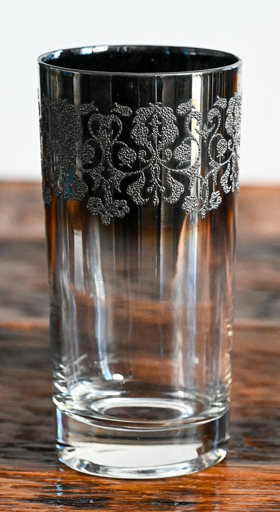 Silver texture and silver ombre highball glasses