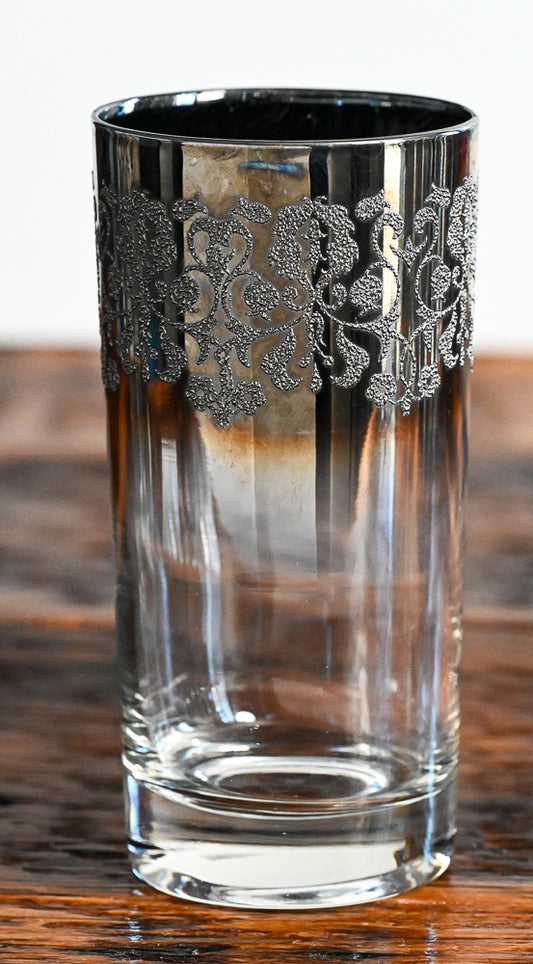 Silver texture and silver ombre highball glasses